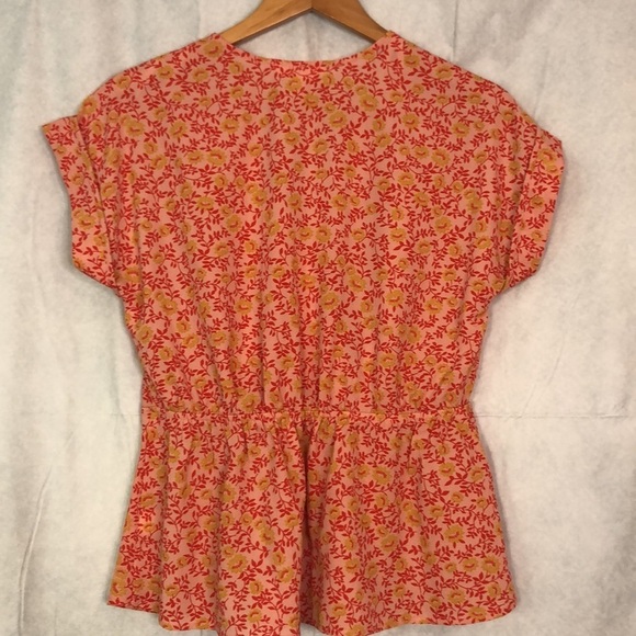 Monteau Los Angeles Crop Top Orange White Floral Size X-Large - Picture 7 of 13
